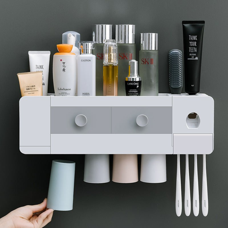 VELORA Magnetic Toothbrush Rack & Auto Toothpaste Dispenser - VELORA - Bathroom Accessories