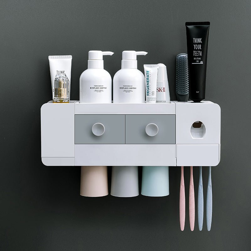 VELORA Magnetic Toothbrush Rack & Auto Toothpaste Dispenser - VELORA - Bathroom Accessories