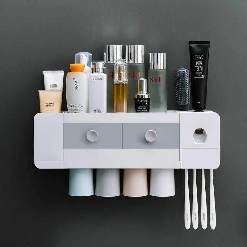 VELORA Magnetic Toothbrush Rack & Auto Toothpaste Dispenser - VELORA - Bathroom Accessories
