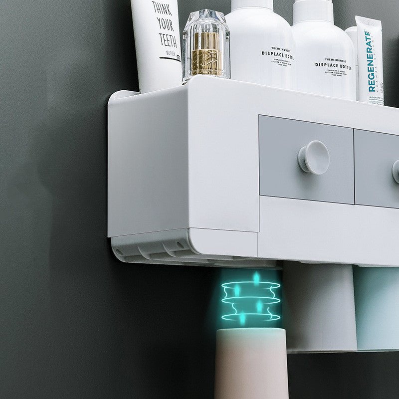 VELORA Magnetic Toothbrush Rack & Auto Toothpaste Dispenser - VELORA - Bathroom Accessories