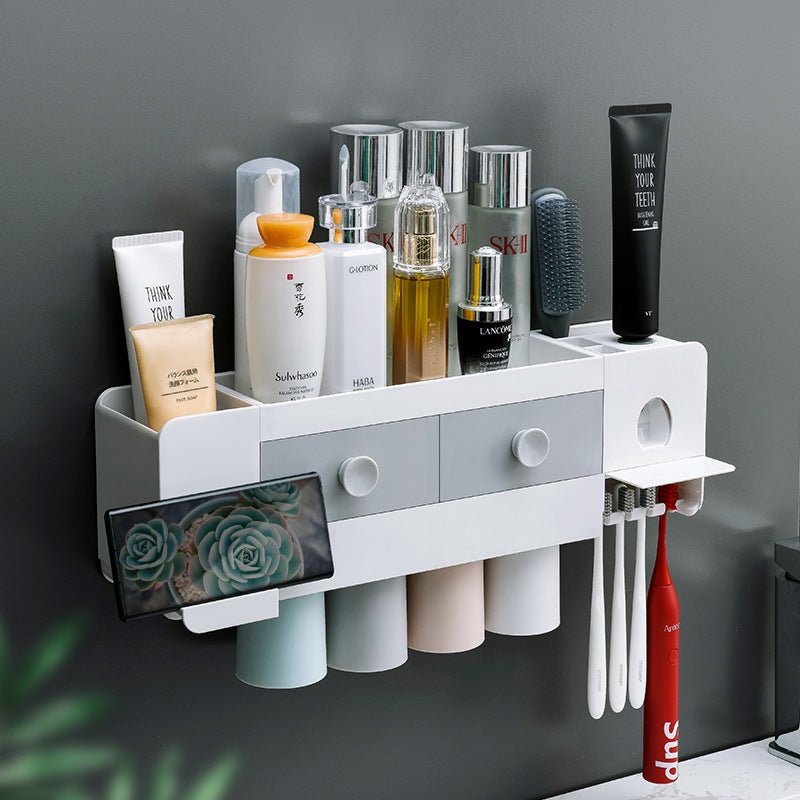 VELORA Magnetic Toothbrush Rack & Auto Toothpaste Dispenser - VELORA - Bathroom Accessories