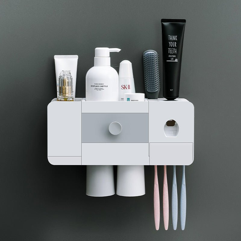 VELORA Magnetic Toothbrush Rack & Auto Toothpaste Dispenser - VELORA - Bathroom Accessories